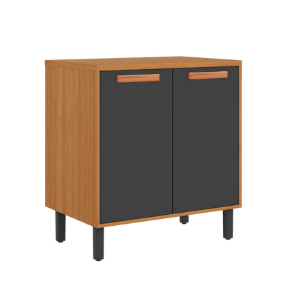 Base Kitchen Wooden Cabinet/Cupboard with 2 Doors in Cinnamon Finish - Napoles Graphite Flat Pack DIY.