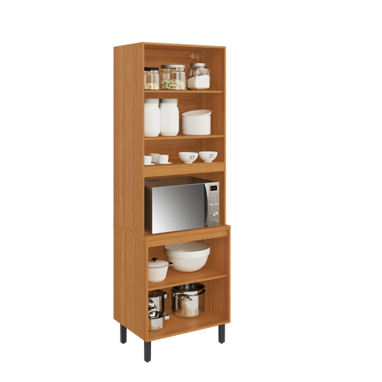 Flat Pack DIY Wooden Kitchen Cupboard/Pantry with 4 Doors + 6 Shelves in Graphite and Cinnamon Finish - Napoles.