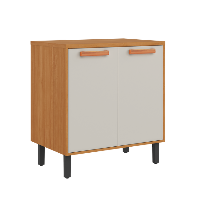 Base Kitchen Wooden Cabinet/Cupboard with 2 Doors in Cinnamon Finish - Napoles White Flat Pack DIY.