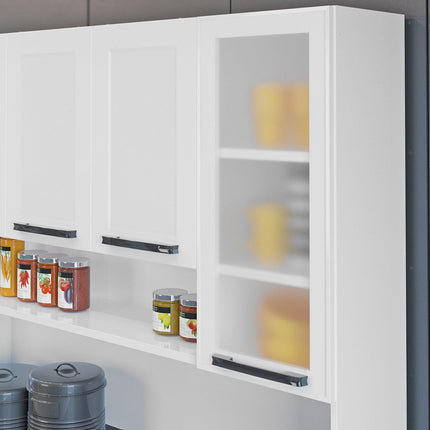 Free Standing White Flat Pack DIY Steel Kitchen Cupboard/Pantry with 8 Doors + 2 Drawers - Florenca.