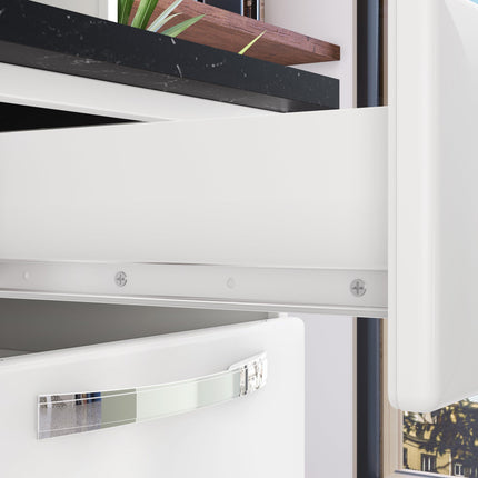 Free Standing Steel Kitchen Cabinet/Cupboard with Countertop Storage - Pratika White Flatpack DIY.