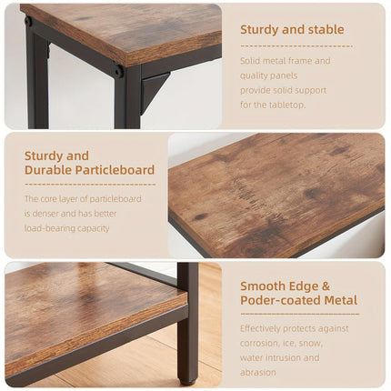 2 Tier Console Table with Power Outlets and USB Ports, Wood Entryway Table with Charging Station & Storage Shelf, Narrow 2-Tier Sofa Table for Living Room Hallway Foyer.