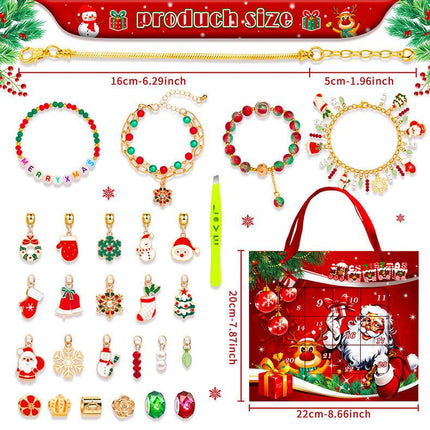Christmas DIY Jewelry & Craft Advent Calendar for Kids - Fun Festive Toys with Santa, Tree & More(20*22*2cm).