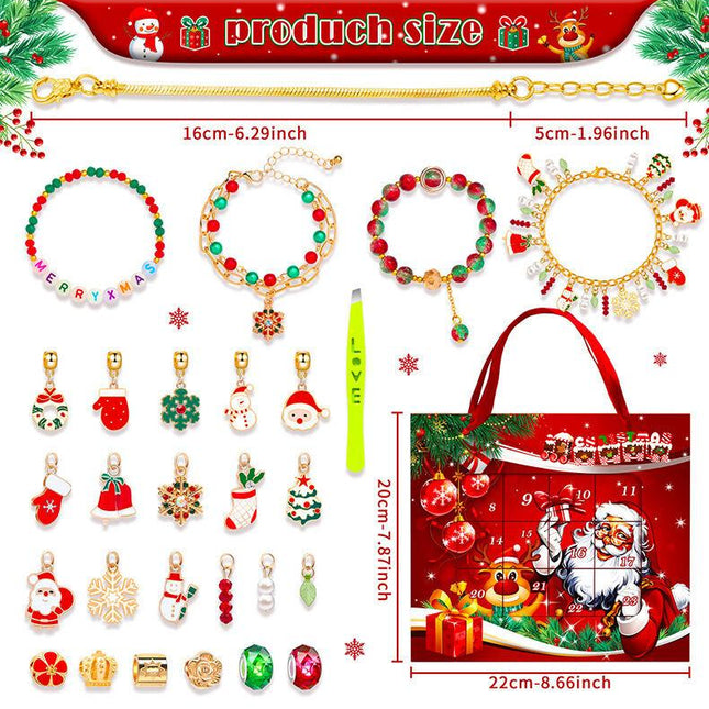 Christmas DIY Jewelry & Craft Advent Calendar for Kids - Fun Festive Toys with Santa, Tree & More(20*22*2cm).