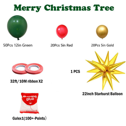 Christmas Balloon Tree Decor Kit - Latex & Foil Balloons Set with Star Topper--94PCs.