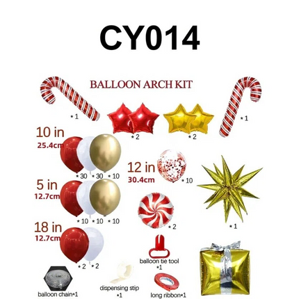 Christmas Balloon Bundle: 2 Themed Kits (Arch + Tree) - Aluminum Foil & Latex Balloons.