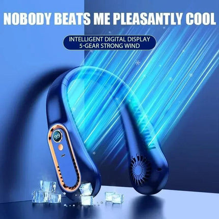 NNEOBA Neck Bladeless Fan Mini Portable-Blue.