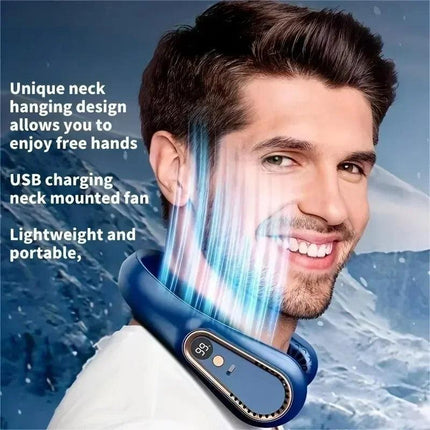 NNEOBA Neck Bladeless Fan Mini Portable-Blue.