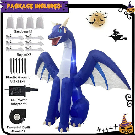 Giant Inflatable Dragon With Leds For Halloween.