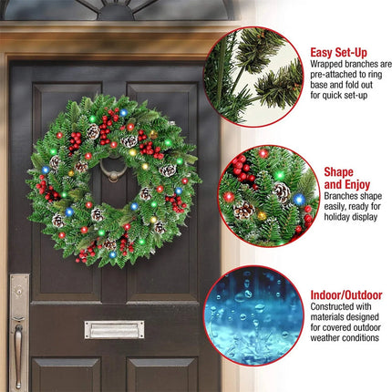 Pre-Lit Christmas Wreath With Led Lights.