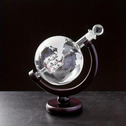 Globe Whiskey Decanter Set Lead-Free Glass Carafe.