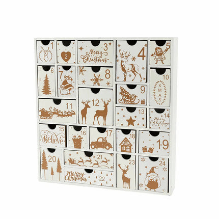 Christmas Wooden Advent Calendar With 24 Drawers.