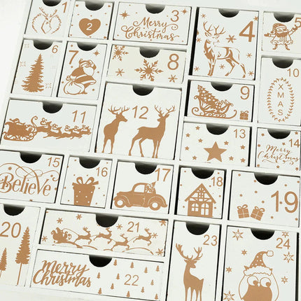 Christmas Wooden Advent Calendar With 24 Drawers.