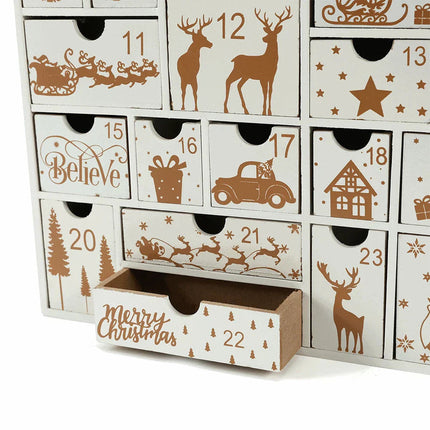 Christmas Wooden Advent Calendar With 24 Drawers.
