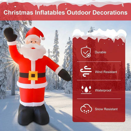 8Ft Tall Inflatable Santa Claus With 9 Led Lights.