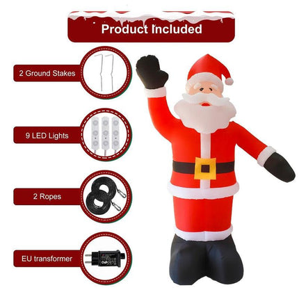 8Ft Tall Inflatable Santa Claus With 9 Led Lights.