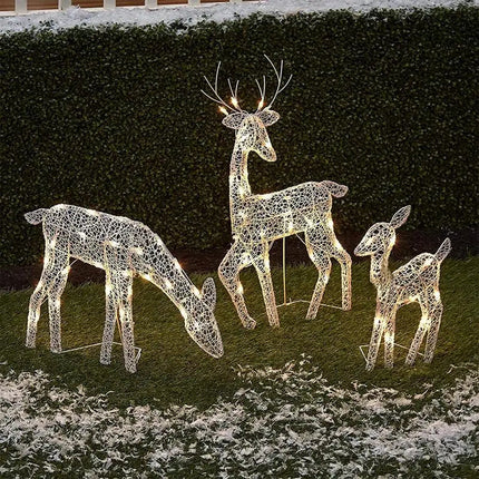 Lighted Christmas Deer Reindeer Family With Led Lights.