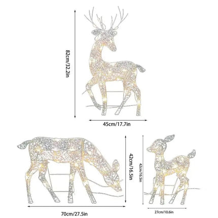 Lighted Christmas Deer Reindeer Family With Led Lights.
