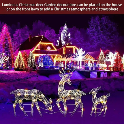 Lighted Christmas Deer Reindeer Family With Led Lights.