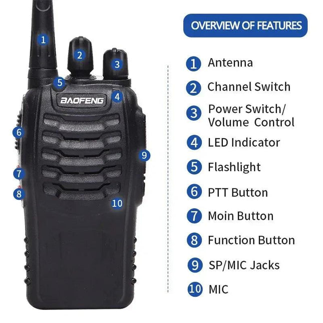 V2 Walkie Talkie Long Range Radio (2PCS BF-888S).