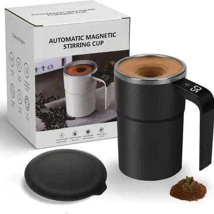 380ML Self-Stirring Electric Coffee Mug Black and White Cup.