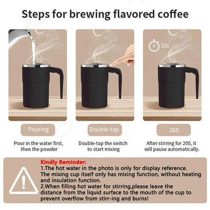 380ML Self-Stirring Electric Coffee Mug Black and White Cup.