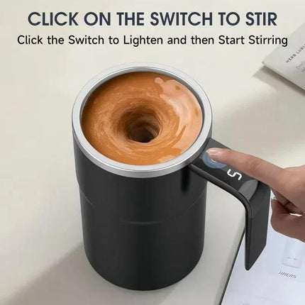 380ML Self-Stirring Electric Coffee Mug Black and White Cup.
