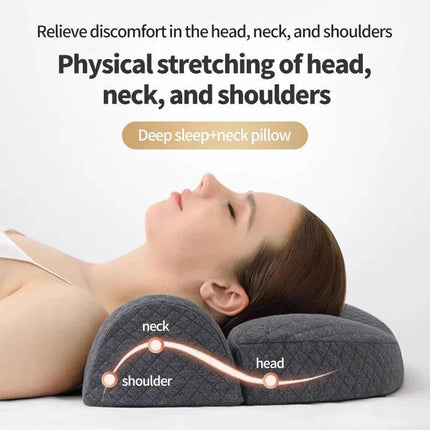 Ergonomic Memory Foam Cervical Pillow Orthopedic Contour Grey.
