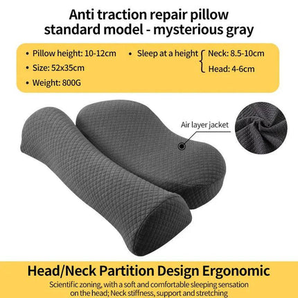 Ergonomic Memory Foam Cervical Pillow Orthopedic Contour Grey.