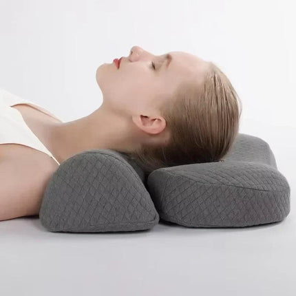 Ergonomic Memory Foam Cervical Pillow Orthopedic Contour Grey.