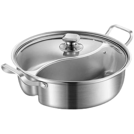 32cm 316 Stainless Steel Twin Divided Hot Pot Silver.