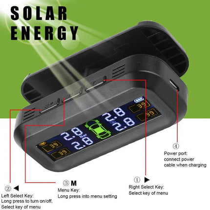 Wireless Tire Pressure Monitoring  Solar And USB Charging.