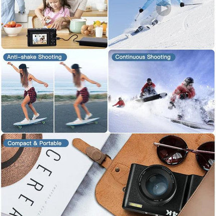 4K Digital Camera with Autofocus Anti-Shake Black.