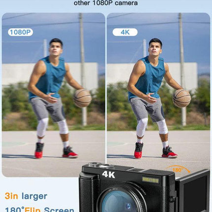 4K Digital Camera with Autofocus Anti-Shake Black.