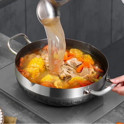 30cm Stainless Steel Non-Stick Frying Pan with Glass Lid Silver.