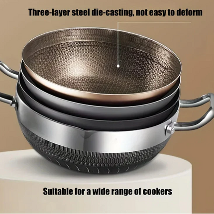30cm Stainless Steel Non-Stick Frying Pan with Glass Lid Silver.