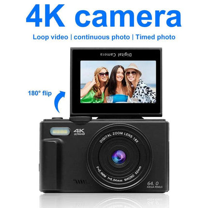 4K Digital Camera for Photography 64MP Vlogging Black.