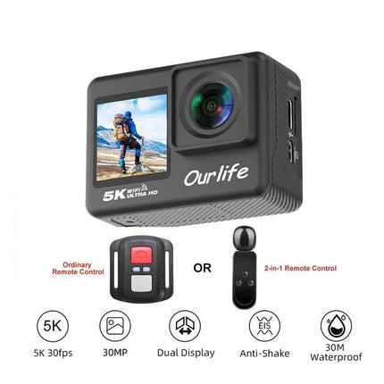 5K Action Camera with Touchscreen Waterproof Black.