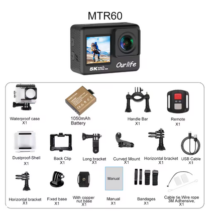 5K Action Camera with Touchscreen Waterproof Black.