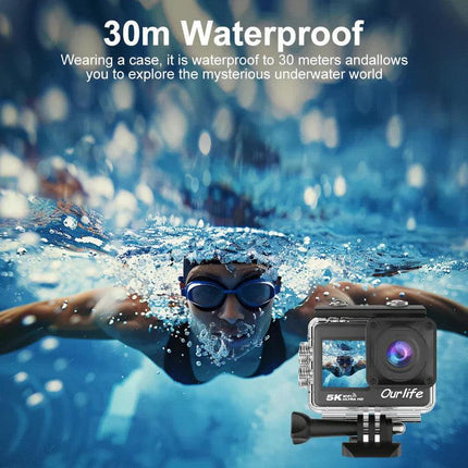 5K Action Camera with Touchscreen Waterproof Black.