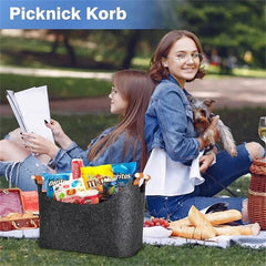 Wooden Firewood Storage Felt Basket Foldable.