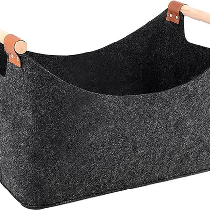 Wooden Firewood Storage Felt Basket Foldable.