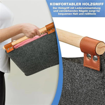 Wooden Firewood Storage Felt Basket Foldable.