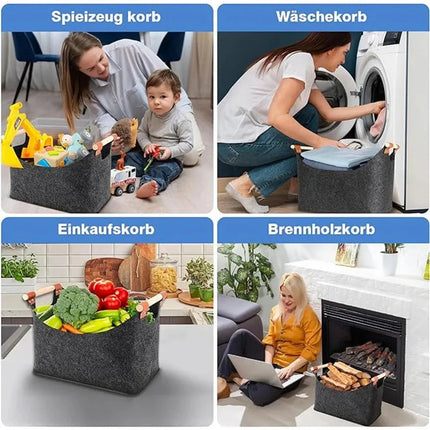 Wooden Firewood Storage Felt Basket Foldable.