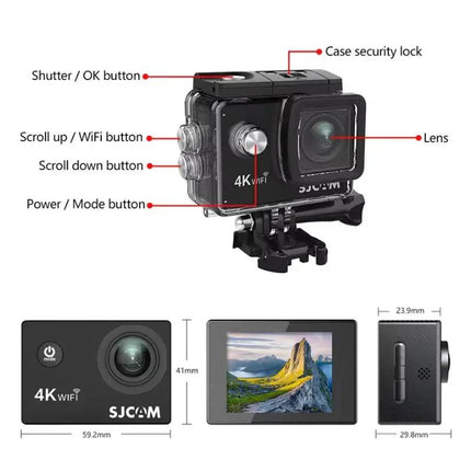 4K Action Camera 30M Waterproof Sports Cam Balck.
