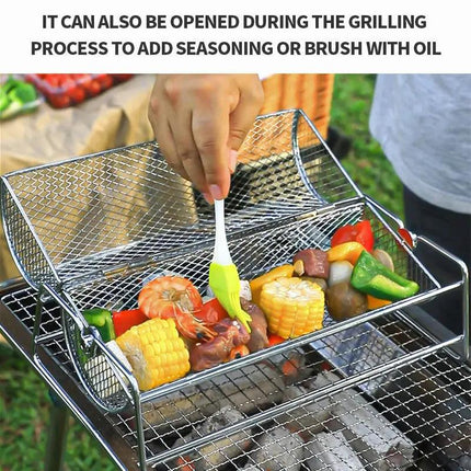 12-Inch Stainless Steel Rolling BBQ Grill Mesh Rotisserie.