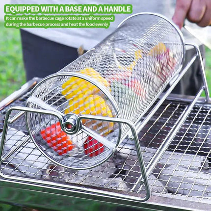 12-Inch Stainless Steel Rolling BBQ Grill Mesh Rotisserie.