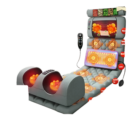 Electric Full Body Massage Mattress with Heat, Airbag, and Kneading Grey.