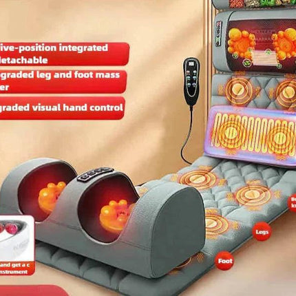 Electric Full Body Massage Mattress with Heat, Airbag, and Kneading Grey.