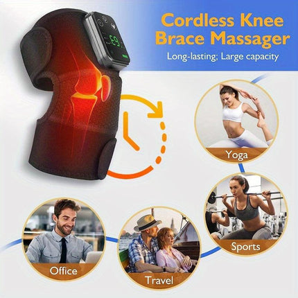 Cordless Heating Knee Pad With Massage Function - Black.